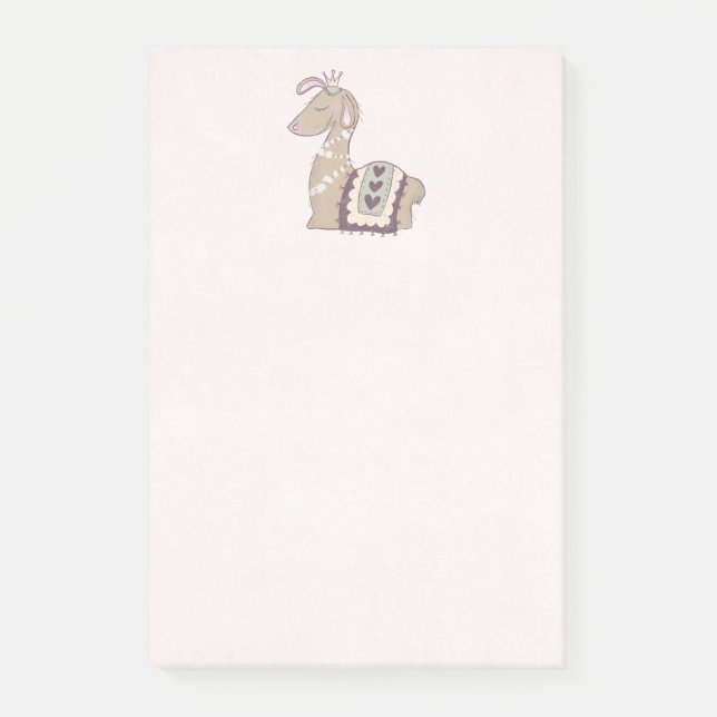 Cute Llama Princess Wearing a Crown Post-it Notes (Front)