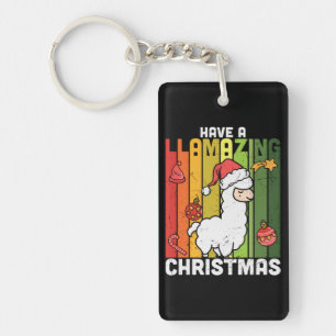 Cute Llama Pun Christmas Holiday Key Ring