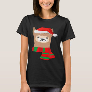 Cute Llama Santa Hat T-Shirt