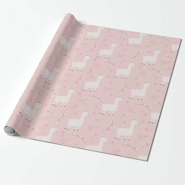 Cute llama seamless  wrapping paper (Unrolled)