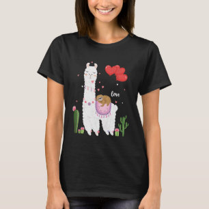 Cute Llama Sloth Valentines Day Women Girls Kids T-Shirt
