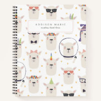 Cute Llama Spiral Notebook for Back to School