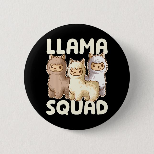 Cute Llama Squad 6 Cm Round Badge (Front)