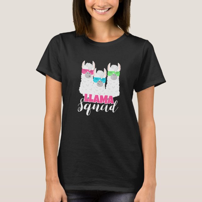 Cute Llama Squad Retro 80s Style T-Shirt (Front)