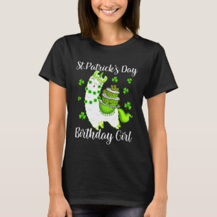 Cute Llama St Patricks Birthday Day For Women Gir T-Shirt