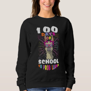 Cute Llama Student 100th Days No Problem 100 Days Sweatshirt