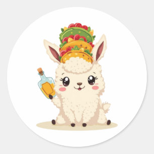 Cute Llama Taco Tequila Sticker - Kawaii Food Fun