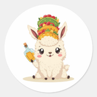Cute Llama Taco Tequila Sticker - Kawaii Food Fun