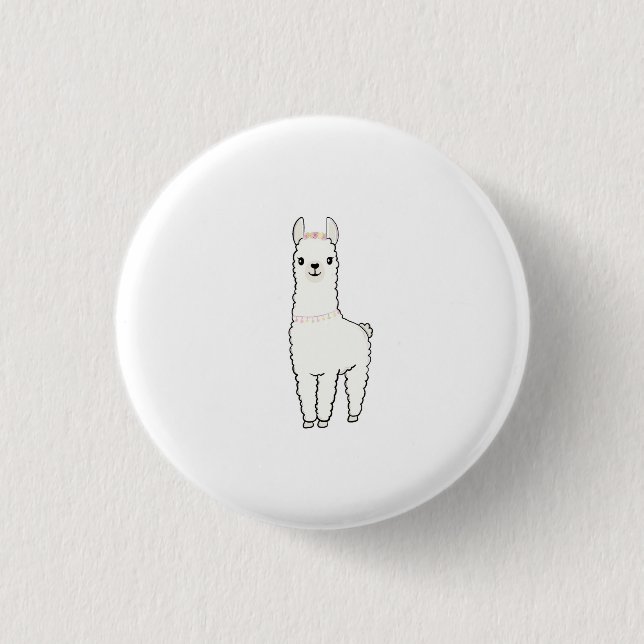 Cute llama themed card 3 cm round badge (Front)