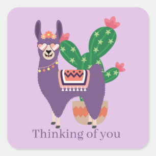 cute llama thinking of you Square Sticker