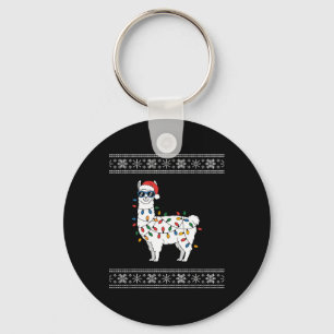 Cute Llama Ugly Christmas Key Ring