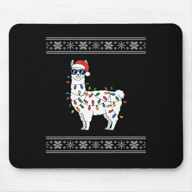Cute Llama Ugly Christmas  Mouse Pad (Front)