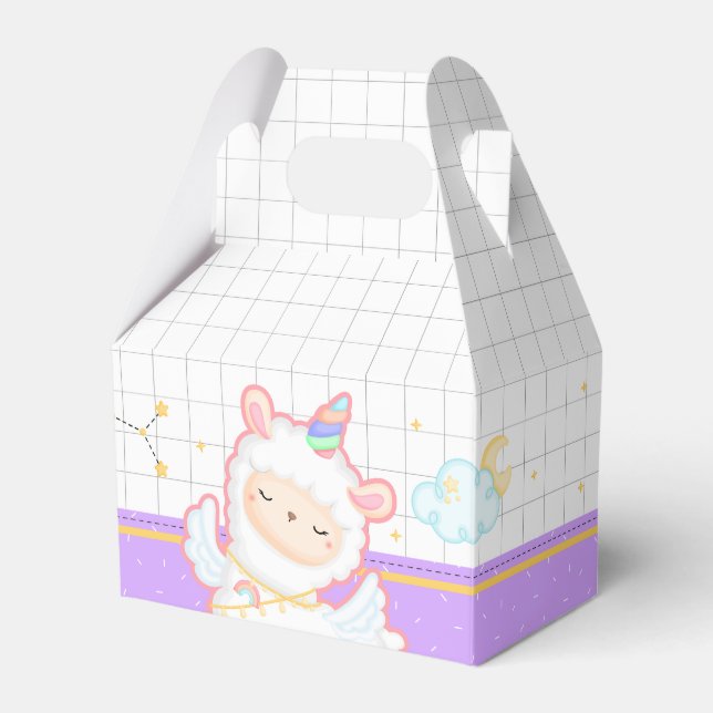 Cute Llama Unicorn Rainbow Party Favour Box (Front Side)