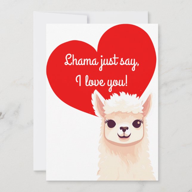 Cute Llama Valentine's Day Card (Front)