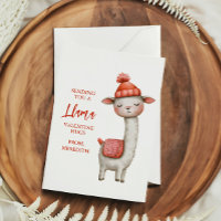Cute Llama Valentine's Day Card for Kids Classroom