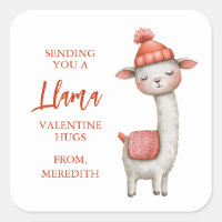 Cute Llama Valentine's Day Label, Valentine