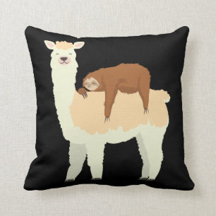 Cute Llama with a Sleeping Sloth Gift Cushion