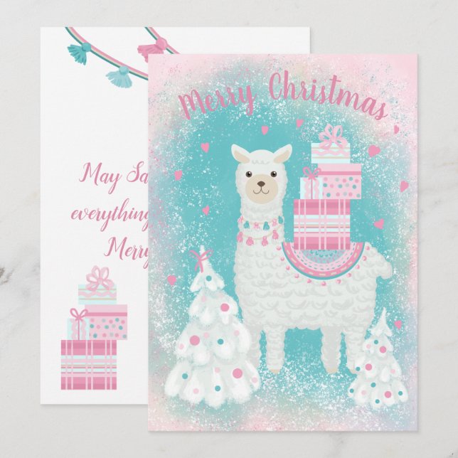 Cute Llama with Christmas Gifts (Front/Back)