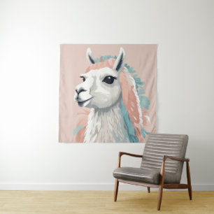 Cute Llama with Colourful Fur on its Head Tapestry
