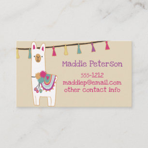 Cute llama with custom background colour business card