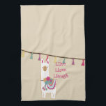 Cute llama with custom background colour tea towel<br><div class="desc">The background colour can be changed</div>