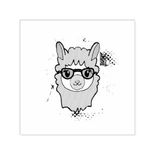 Cute Llama With Glasses Drawing Self-inking Stamp
