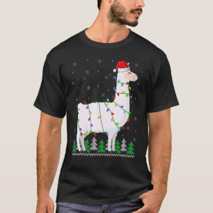 Cute Llama Xmas Lights Llama Christmas T-Shirt