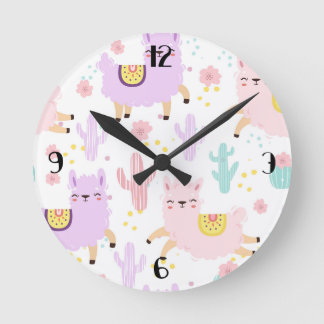 Cute Llamas Acrylic Wall Clock