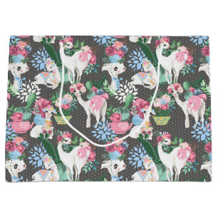 Cute Llamas and Flowers Gift Bag