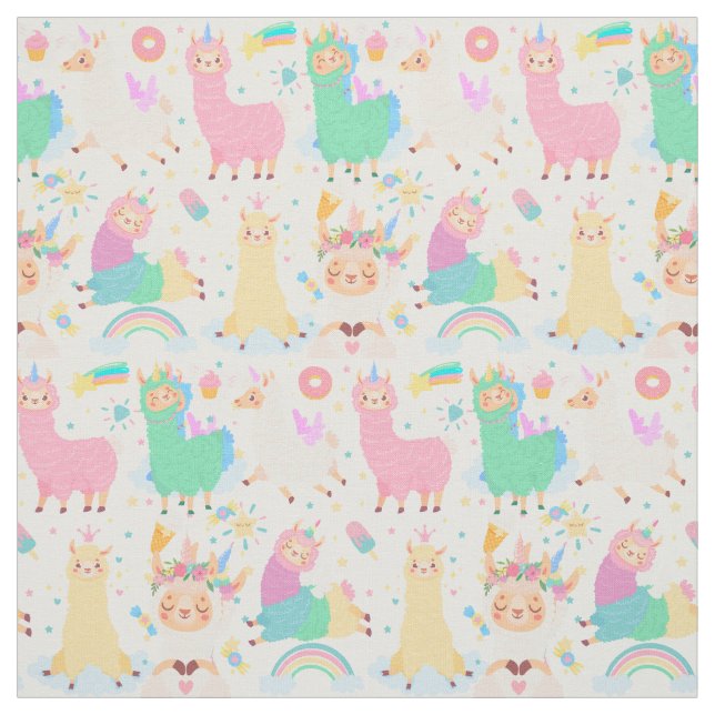 Cute Llamas Fabric (Swatch)