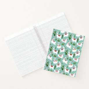 Cute Llamas On Teal Pattern Notebook