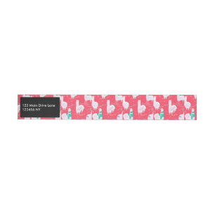 Cute llamas Peru illustration red background Wraparound Address Label