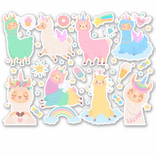 Cute  Llamas Sticker (Front)