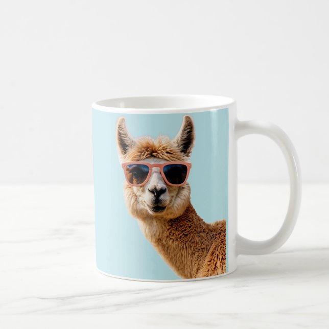 Cute Lllama With Sunglasses On Coffee Mug (Right)