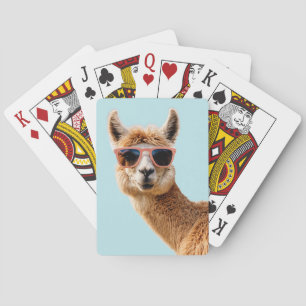 Cute Lllama With Sunglasses On Playing Cards