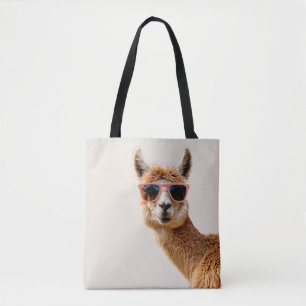 Cute Lllama With Sunglasses On Tote Bag