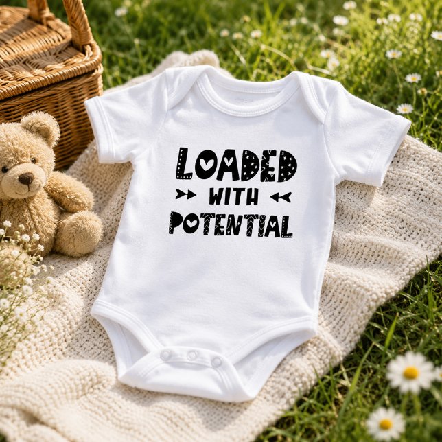 Cute Loaded with Potential Funny Gender Neutral Baby Bodysuit (Creator Uploaded)
