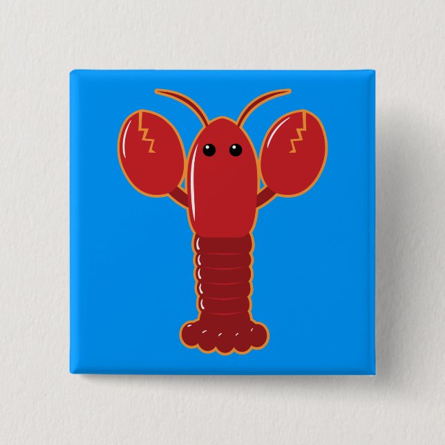 Cute Lobster 15 Cm Square Badge (Front)