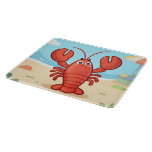 Cute lobster at the beach cutting board