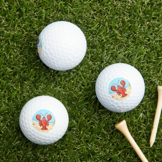 Cute lobster at the beach golf balls (Insitu Grass)