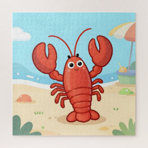 Cute lobster at the beach jigsaw puzzle