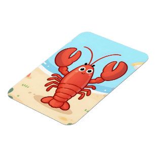 Cute lobster at the beach magnet