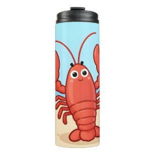Cute lobster at the beach thermal tumbler