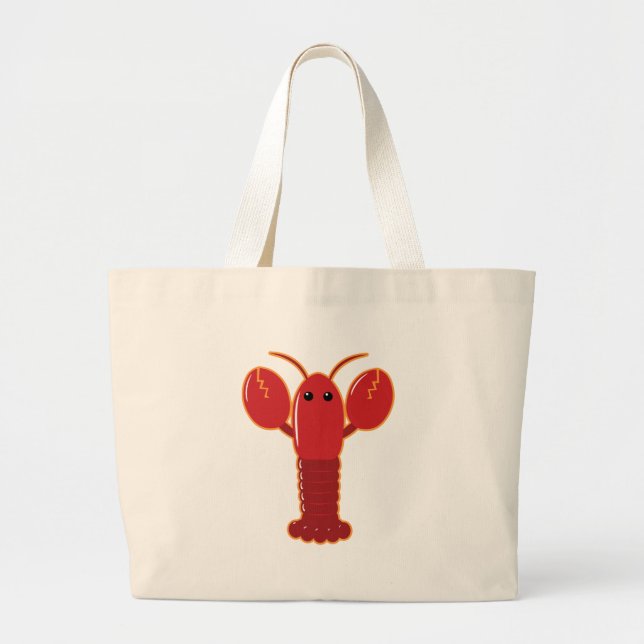 Cute Lobster Large Tote Bag (Front)