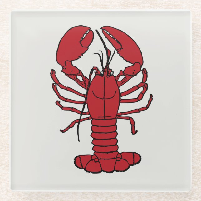 Cute Lobster Nautical beach coaster glass (Front)