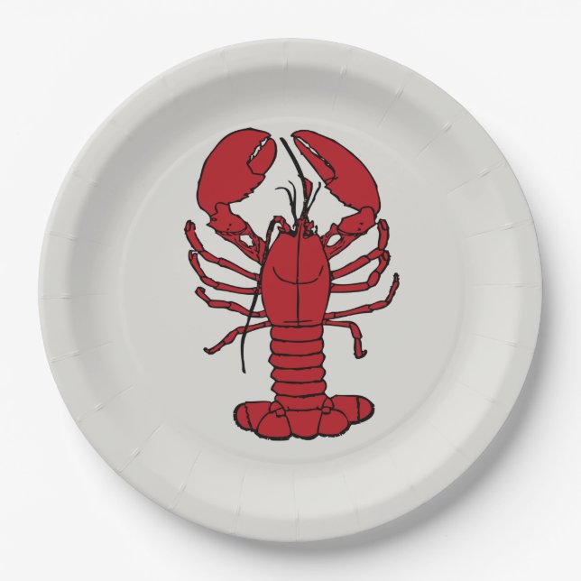 Cute Lobster Nautical beach  paper plate (Front)