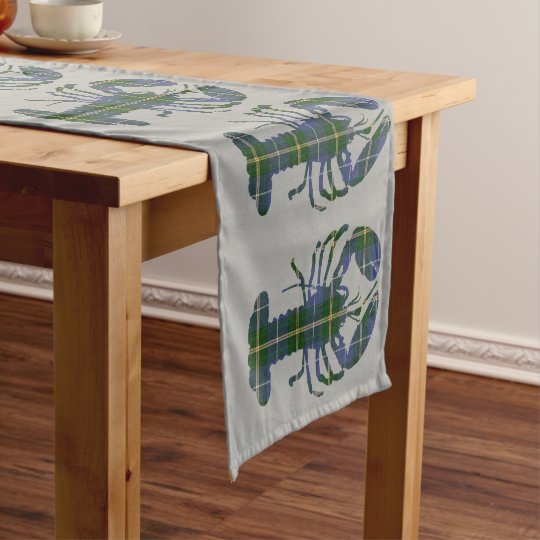 Cute Lobster Nautical grey table runner tartan