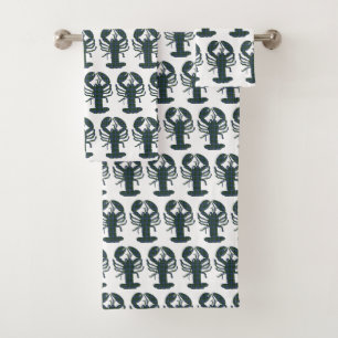 Cute lobster Nova Scotia  tartan hand towel set