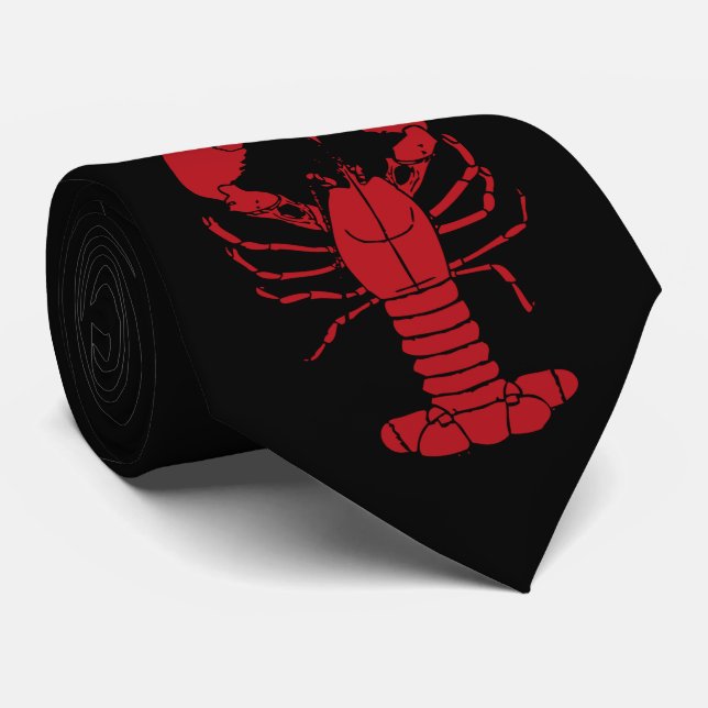 Cute lobster red black tie (Rolled)