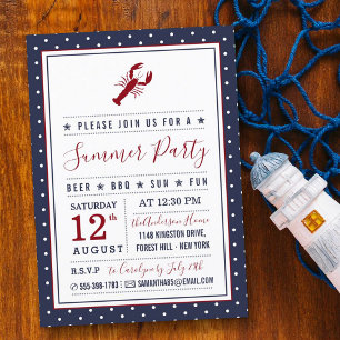 Cute Lobster Summer Party Invitation